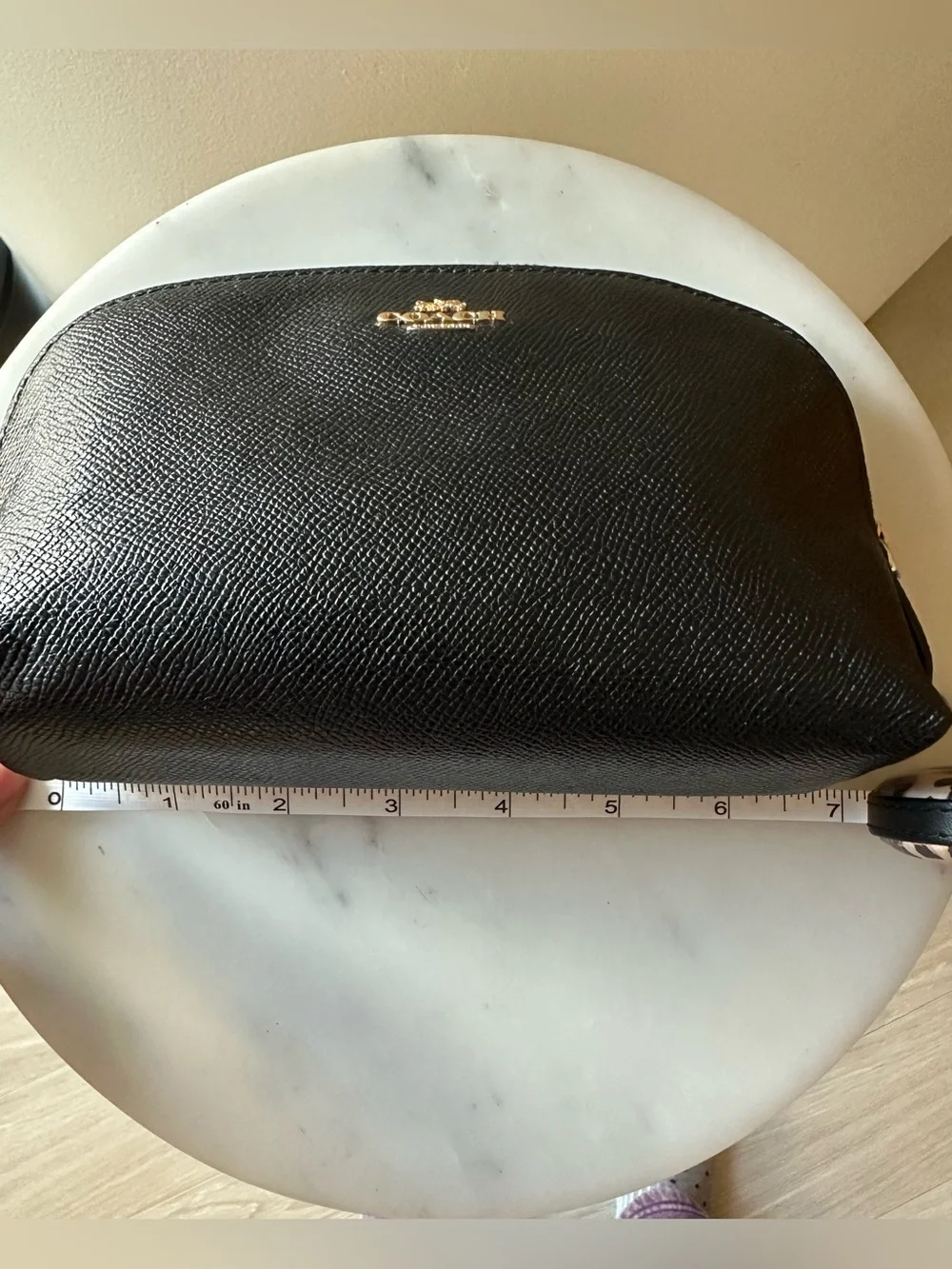 Coach cross grain leather cosmetic pouch